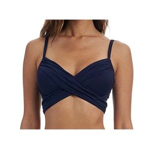 NWT La Blanca Island Goddess Wrap Underwire Push Up Swimsuit Top Black Sz 4